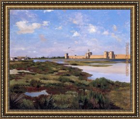 Frederic Bazille Framed Paintings - Aigues-Mortes by Frederic Bazille