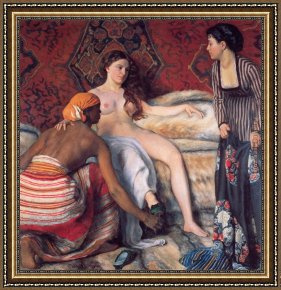 Toilette Framed Paintings - La Toilette by Frederic Bazille
