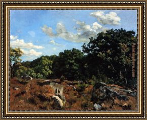 Frederic Bazille Framed Paintings - Landscape at Chailly by Frederic Bazille