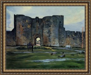 Caterina Cornaro, Queen of Cyprus Framed Paintings - Queens Gate at Aigues-Mortes by Frederic Bazille