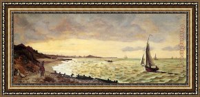 Frederic Bazille Framed Paintings - Seascape, The Beach at Sainte-Adresse by Frederic Bazille