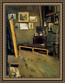 Frederic Bazille Framed Paintings - Studio of the Rue Visconti by Frederic Bazille