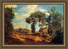 Frederic Bazille Framed Paintings - The Banks of the Lez by Frederic Bazille