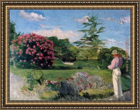 Frederic Bazille Framed Paintings - The Little Gardener by Frederic Bazille