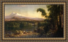 Figure Modern Framed Paintings - Figures in an Ecuadorian Landscape by Frederic Edwin Church