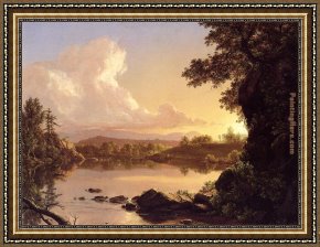 Hamlet Play Scene Framed Paintings - Scene on the Catskill Creek, New York by Frederic Edwin Church