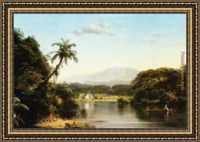 Hamlet Play Scene Framed Paintings - Scene on the Magdalena by Frederic Edwin Church