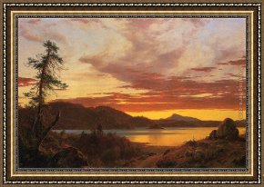 Church Framed Paintings - Sunset by Frederic Edwin Church