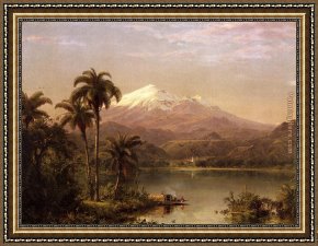 Church Framed Paintings - Tamaca Palms by Frederic Edwin Church