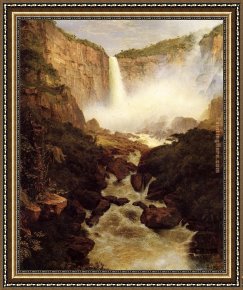 Church Framed Paintings - Tequendama Falls, near Bogota, New Granada by Frederic Edwin Church