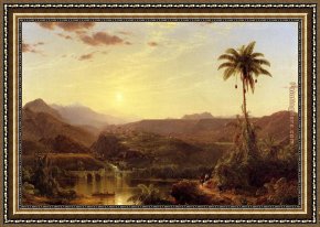 Church Framed Paintings - The Cordilleras Sunrise by Frederic Edwin Church