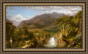 Church Framed Paintings - The Heart of the Andes by Frederic Edwin Church