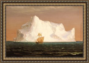 Church Framed Paintings - The Iceberg by Frederic Edwin Church