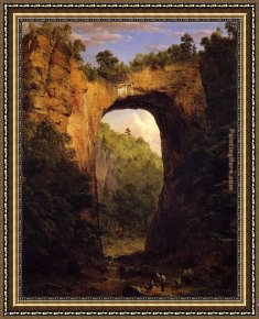 Bridge Framed Paintings - The Natural Bridge by Frederic Edwin Church