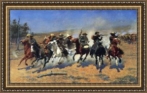 Frederic Edwin Church Framed Paintings - A Dash for the Timber by Frederic Remington