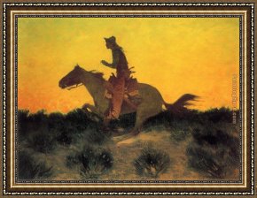 Ariccia Sunset Framed Paintings - Against the Sunset by Frederic Remington