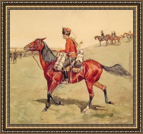 The Guard Room Framed Paintings - Hussar Russian Guard Corps by Frederic Remington