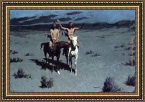 The Foster Mother Framed Paintings - Pretty Mother of the Night by Frederic Remington