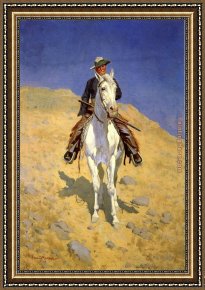 Portrait of Alessandro Manzoni Framed Paintings - Self Portrait on a Horse by Frederic Remington