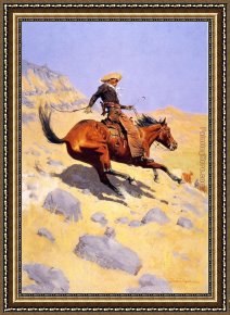 Cowboy Singing Framed Paintings - The Cowboy by Frederic Remington