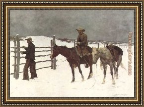 Cowboy Singing Framed Paintings - The Fall of the Cowboy by Frederic Remington