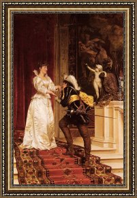 Farewell Kiss Framed Paintings - The Cavalier's Kiss by Frederic Soulacroix