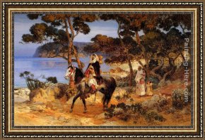 Western Trail - The Rockies Framed Paintings - A Coastal Trail by Frederick Arthur Bridgman