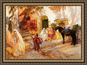 Frederick Arthur Bridgman Framed Paintings - A Street in Algeria by Frederick Arthur Bridgman