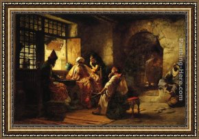 An Interesting Story Framed Paintings - An Interesting Game by Frederick Arthur Bridgman