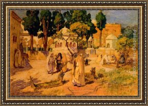 Frederick Arthur Bridgman Framed Paintings - Arab Women at the Town Wall by Frederick Arthur Bridgman