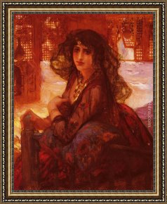 Frederick Arthur Bridgman Framed Paintings - Harem Girl by Frederick Arthur Bridgman