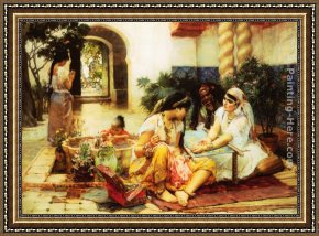 Frederick Arthur Bridgman Framed Paintings - In a Village, El Biar, Algeria by Frederick Arthur Bridgman