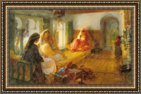 Frederick Arthur Bridgman Framed Paintings - In The Seraglio by Frederick Arthur Bridgman