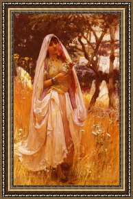 Jeune Bergere Debout Framed Paintings - La Jeune Mauresque, Campagne D'Algiers by Frederick Arthur Bridgman