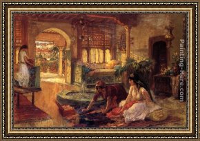 Frederick Arthur Bridgman Framed Paintings - Orientalist Interior by Frederick Arthur Bridgman