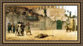 The King And The Beggar-maid Framed Paintings - The Diversion of an Assyrian King by Frederick Arthur Bridgman