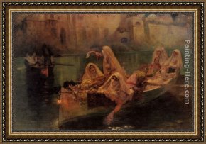 Frederick Arthur Bridgman Framed Paintings - The Harem Boats by Frederick Arthur Bridgman