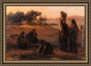 Frederick Arthur Bridgman Framed Paintings - Women Drawing Water From The Nile by Frederick Arthur Bridgman