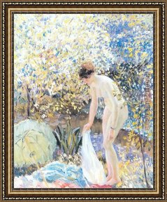 Frieseke Framed Paintings - Cherry Blossoms by Frederick Carl Frieseke