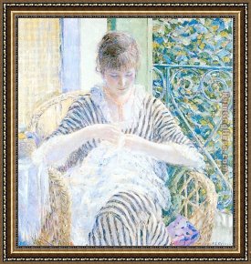 Frieseke Framed Paintings - On the Balcony by Frederick Carl Frieseke