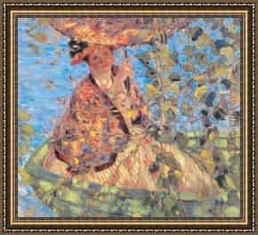 Frieseke Framed Paintings - Through the Vines by Frederick Carl Frieseke