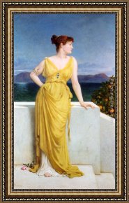 Classical Framed Paintings - Mrs. Charles Kettlewell in Neo-classical Dress by Frederick Goodall