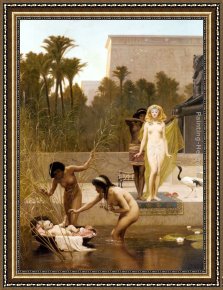 Moses Framed Paintings - The Finding of Moses by Frederick Goodall