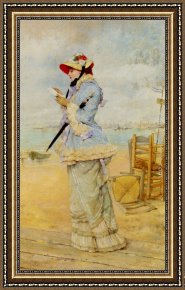 Kaemmerer Framed Paintings - Lady by the Sea by Frederick Hendrik Kaemmerer