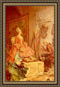 Kaemmerer Framed Paintings - Sitting For Her Portrait by Frederick Hendrik Kaemmerer