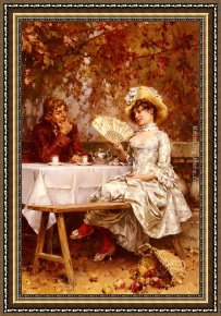 Kaemmerer Framed Paintings - Tea In The Garden, Autumn by Frederick Hendrik Kaemmerer