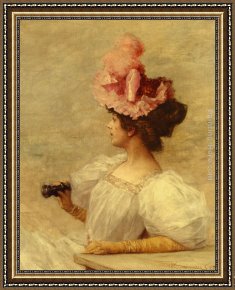 Kaemmerer Framed Paintings - Woman With Opera Glasses by Frederick Hendrik Kaemmerer
