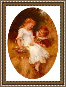 Frederick Framed Paintings - Childhood Sweethearts by Frederick Morgan