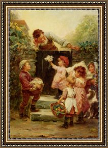 Morgan Framed Paintings - Grandfathers Birthday by Frederick Morgan