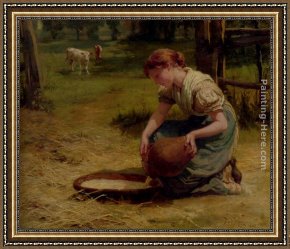 Morgan Framed Paintings - Milk For The Calves by Frederick Morgan